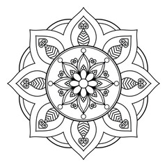 Mandala floral pattern for coloring page flower design outline for ethnic decoration