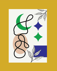 Hand drawn flat design boho wall art set Vector