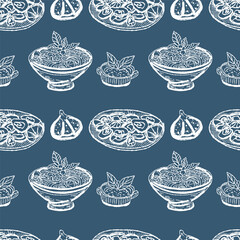 Hand drawn vector seamless pattern trendy italian style dolce vita for invitations, menus design, cards, posters. 