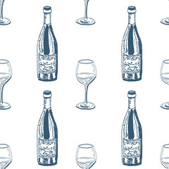 Hand drawn vector seamless pattern trendy italian style dolce vita for invitations, menus design, cards, posters. 