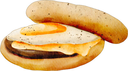 watercolor breakfast sandwich