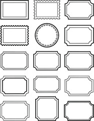 Outline Vector Coupon Border Set. Vintage Ticket Frame Collection for Label, Voucher, and Stamp Design