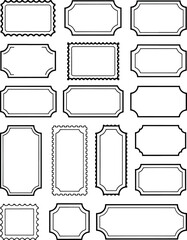 Outline Vector Coupon Border Set. Vintage Ticket Frame Collection for Label, Voucher, and Stamp Design