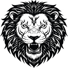 Powerful Lion Vector Illustration Regal Wildlife Portrait for Creative Design Projects
