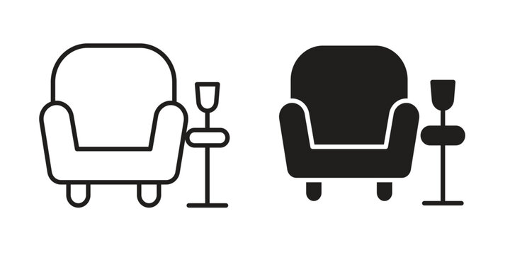 Lounge icon set. minimal logotype web element pack.