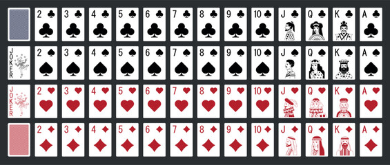 Poker set with isolated cards - Poker playing cards - Miniature playing cards for mobile applications