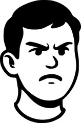 Minimalist Black and White Vector Portrait of a Young Man in Line Art Style