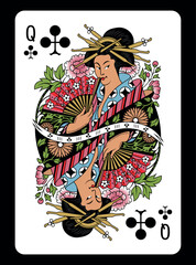 Queen of Clubs playing card - Classic design.
