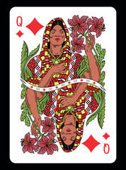 Queen of Diamonds playing card - Classic design.