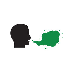 abstract man with bad breath smell bubble. flat simple style trend modern graphic design isolated on white. concept of very illness smell or communication difficulties or human dental trouble