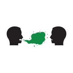 broken conversation due to bad breath smell. concept of very illness odor or communication difficulties or human dental trouble. flat simple trend modern graphic design isolated on white background