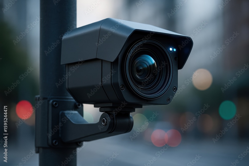 Aufkleber advanced surveillance system monitoring busy intersection with facial recognition technology