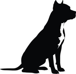 Minimalist silhouette of sitting dog on white background, perfect for pet art, animal lovers, design elements, Adobe Stock illustration