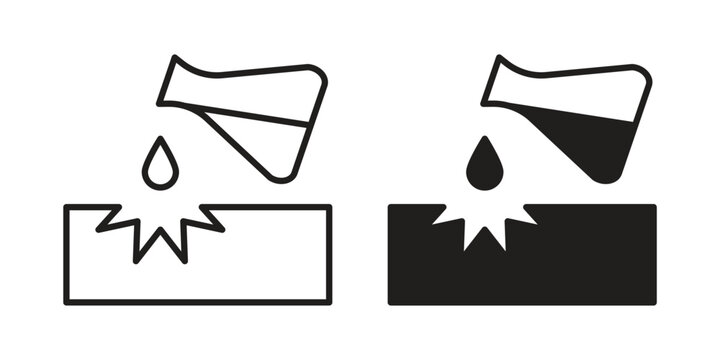 Corrosive substance icon set. minimal logotype web element pack.