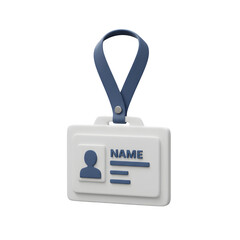 Blank ID badge 3d style, isolated on transparent background