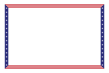 Obraz premium American flag theme style rectangular square frame or border red stripe blue white star template emblem USA for red blue for document, invitation decorative 4th July and patriotic celebrations
