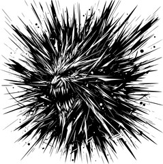 Obraz premium Black and white abstract vector depicting anger with sharp, jagged lines, chaotic geometry, and radiating tension, expressing inner pressure and volatility.