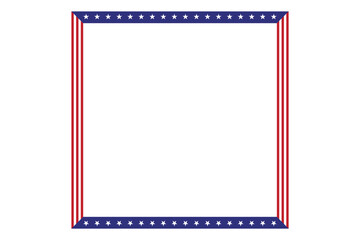 Fototapeta premium American flag theme style rectangular square frame or border red stripe blue white star template emblem USA for red blue for document, invitation decorative 4th July and patriotic celebrations