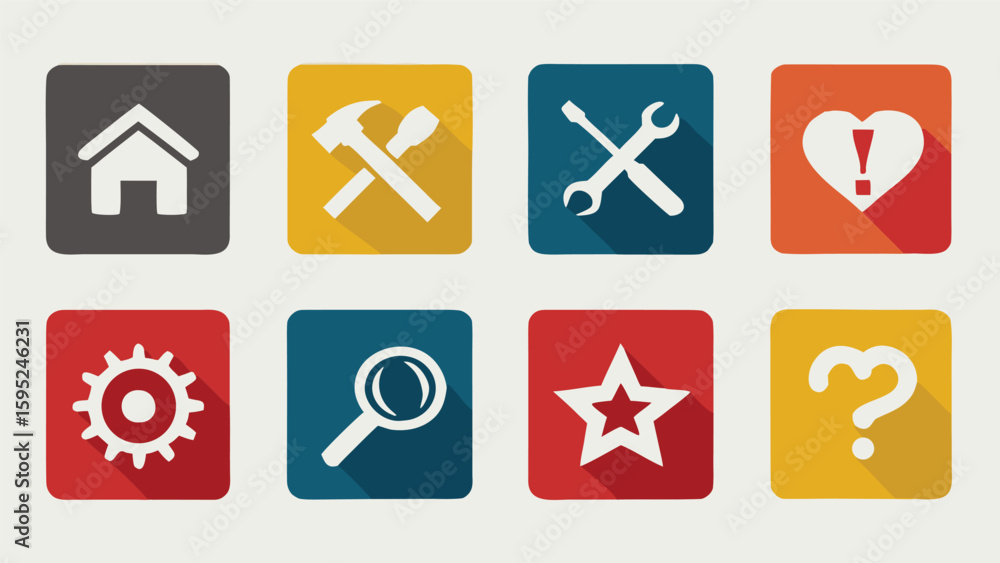 Poster collection of flat design icons for web and mobile applications