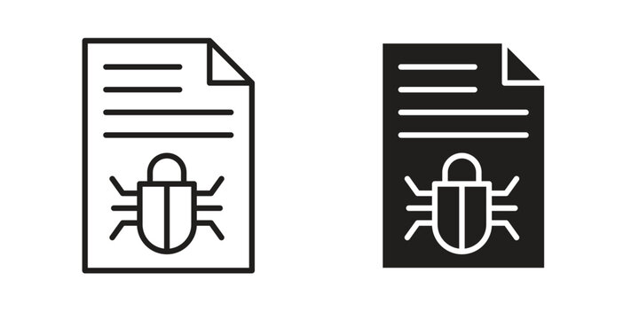 Bug report icon set. minimal logotype web element pack.