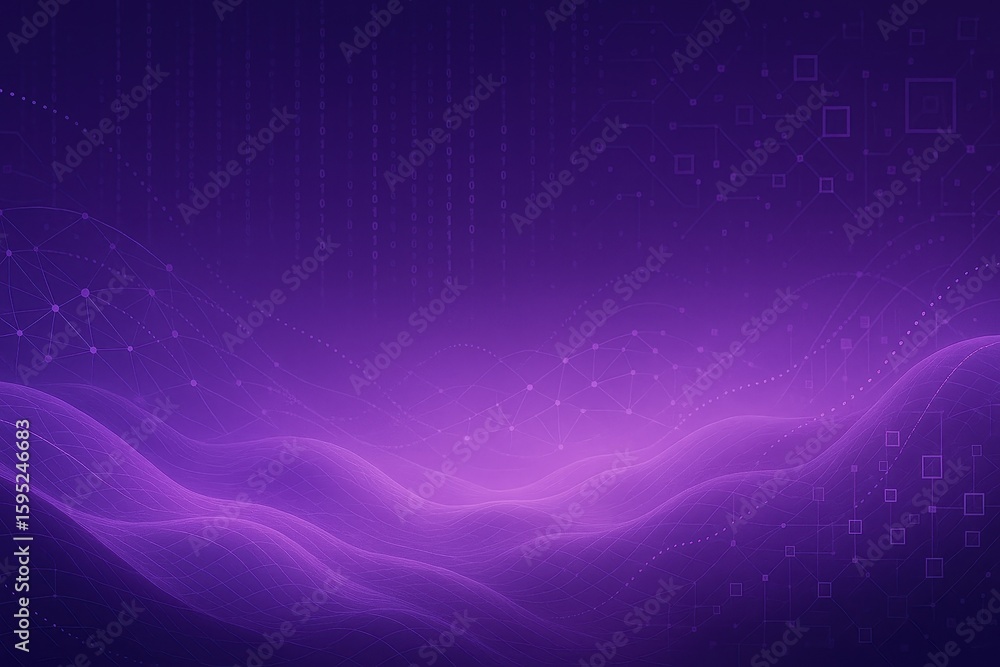 Aufkleber futuristic purple technology background with flowing digital networks and data streams