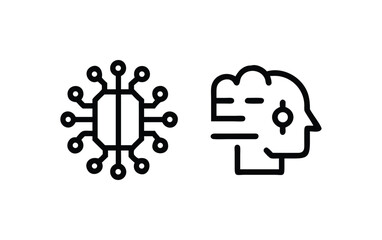 Abstract icons representing artificial intelligence and a human brain