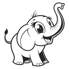 Fototapeta premium Cute cartoon baby elephant isolated on white background