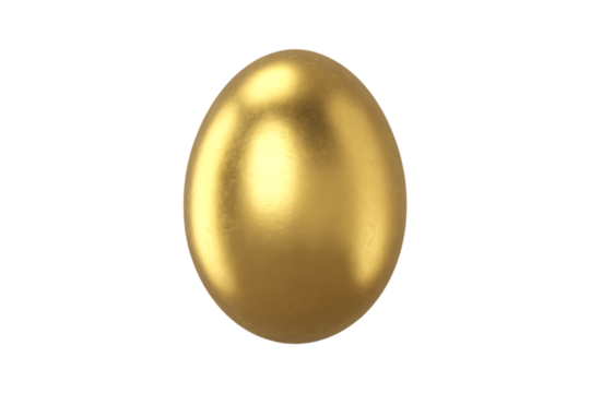 Shiny golden egg isolated on transparent background