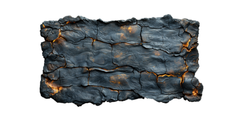 Cracked Charred Surface With Glowing Embers. Symbol Of Destruction And Renewal Isolated On Transparent Background