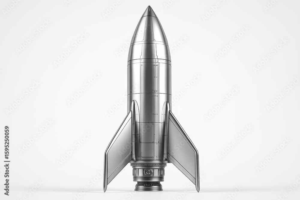 Poster sleek spacecraft model positioned for launch against pristine studio background