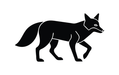 Naklejka premium Black silhouette of a coyote walking with a textured effect