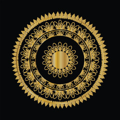 Ornate golden fan mandala with intricate details