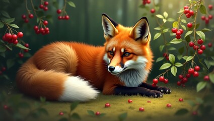 Stately fox in the grove