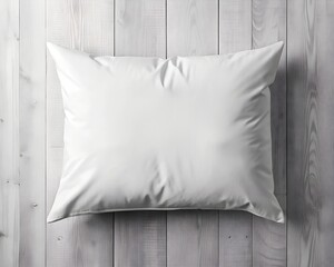 White Pillow on White Wooden Background