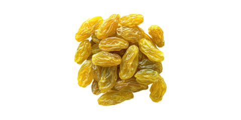 Golden Raisins. Healthy Snack And Natural Sweetener Isolated On Transparent Background