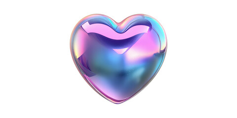 Colorful Iridescent Heart Shape. Symbol Of Love And Affection Isolated On Transparent Background