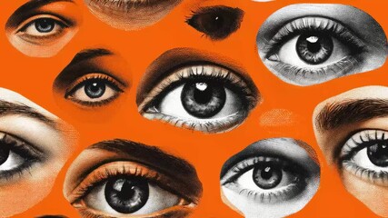 Surreal Abstract Seamless Background Featuring Human Eyes - Powered by Adobe