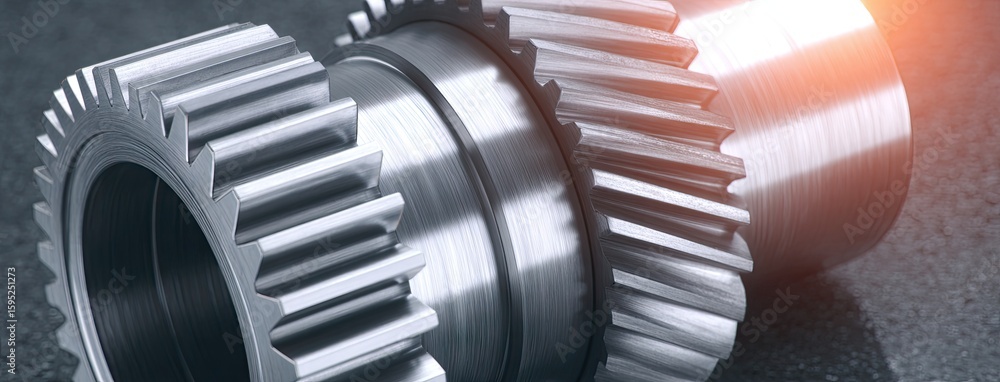 Poster close-up view of intricate gearbox components in a car service workshop showcasing detailed mechanic