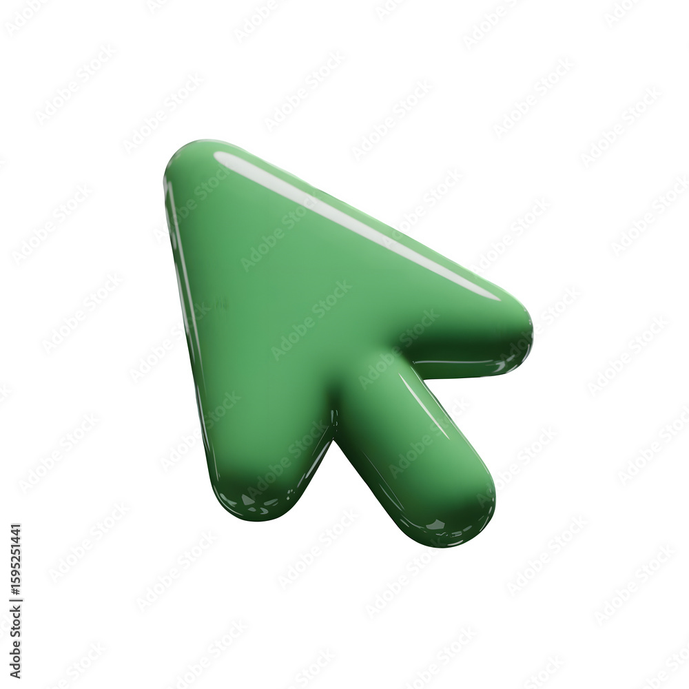 Fototapete glossy green cursor hovering over adobe stock text background.