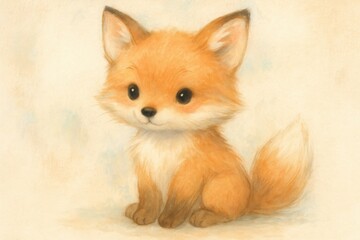 Fototapeta premium Whimsical watercolor fox character design perfect for children's merchandise and educational materials