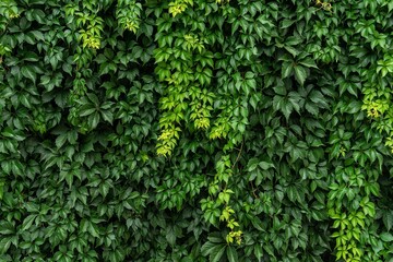 Green climbing plant covering old wall