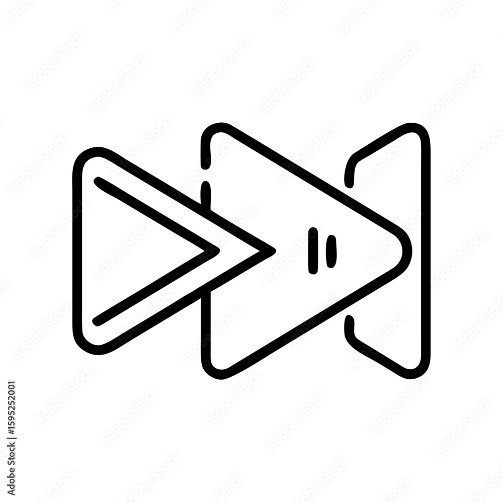Poster forward rewind icon with double triangle shape and vertical bar representing fast forward functional