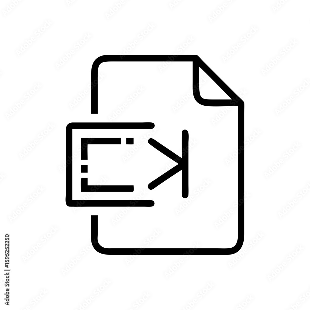 Poster file export icon showing a document with an arrow pointing out of a box in a simple line drawing