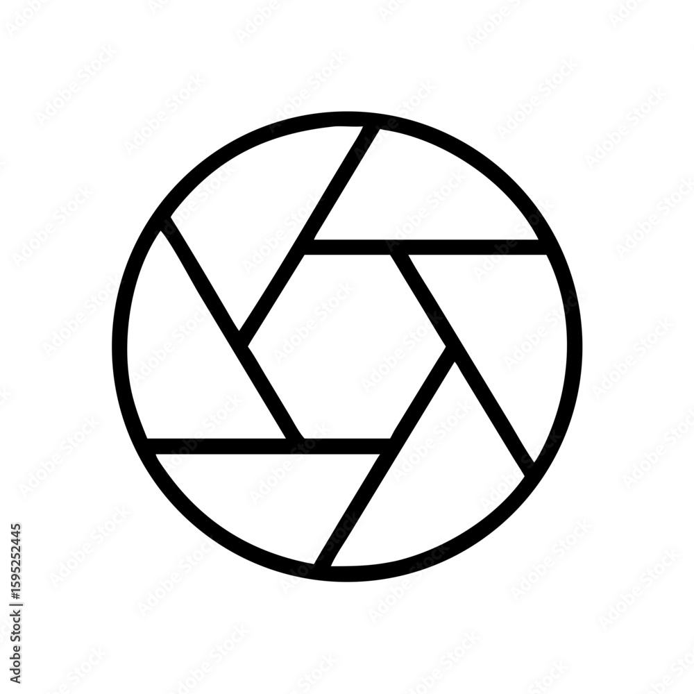 Poster Aperture icon showing a circular shape with six internal segments creating a hexagonal center space design