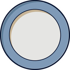Round Dinner Plate Silhouette Top View Flat Dish Shape