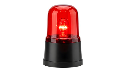 Red emergency light beacon rotating warning lamp signal alert safety alarm flashing strobe attention 100 on transparent background