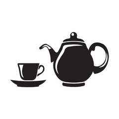 Tea kettle and cups on white background1