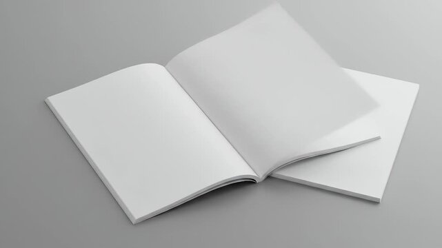 Blank Open Magazine Mockup with White Pages and Cover