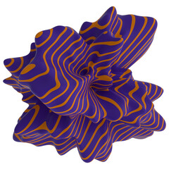 Organic 3D Abstract Shapes with Violet and Orange Stripes – Fluid Sculptural Forms, Wavy Topographic Lines, Soft Volumes, Bold Contrast Geometry, Artistic Digital Blobs
