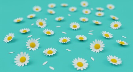 Arrangement of Daisies on a Turquoise Surface